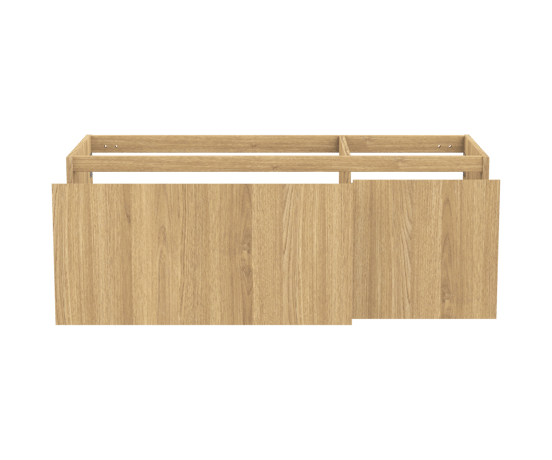 Balmani Idra hängender Waschbeckenunterschrank: 135 x 55 cm, asymmetrisch links, Eiche Natur, Furnierholz, 4 Schubladen