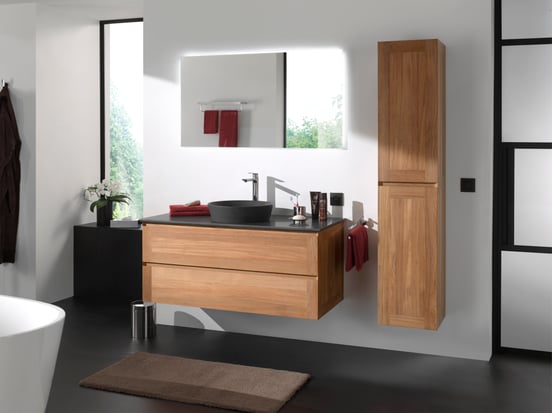 Balmani Mitra zwevende wastafelonderkast 120 x 55 cm teak 2 lades