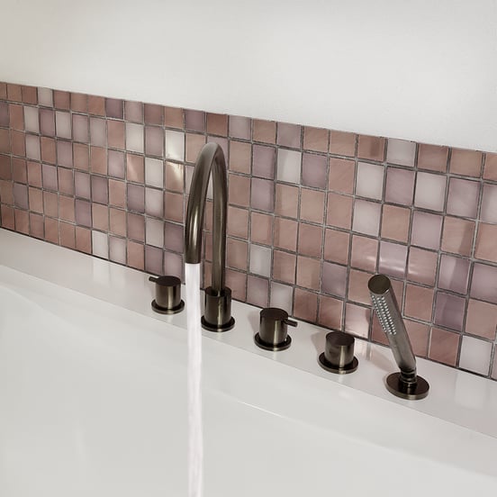 Blaufoss Round 5 trous Robinet de baignoire sur gorge Brushed GunMetal set douchette incl.