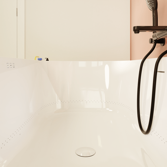 Luca Varess Laguna Whirlpool: Halb freistehend, mit LED-Beleuchtung, 170 x 85 cm, Acryl, Weiß Glänzend