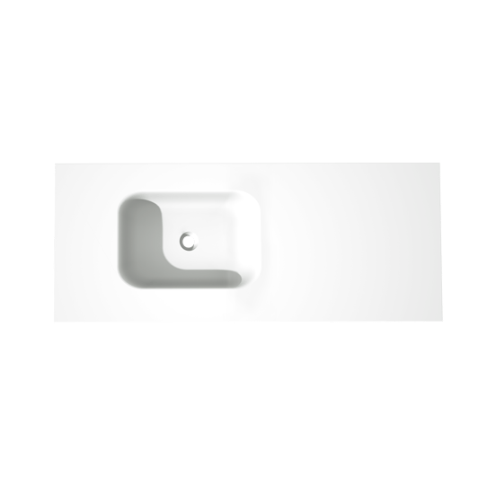 Balmani Tablo Arcato asymmetrisch linkse wastafel matte Solid Surface 135 x 55 cm, exclusief crepine