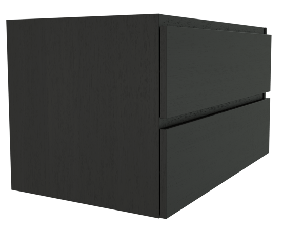 Balmani Lucida hängender Waschbeckenunterschrank: 90 x 55 cm, Eiche Schwarz, 2 Schubladen