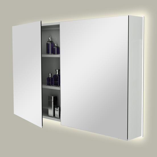 Storke Reflecta spiegelkast 120 x 75 cm hoogglans wit met spiegelverlichting
