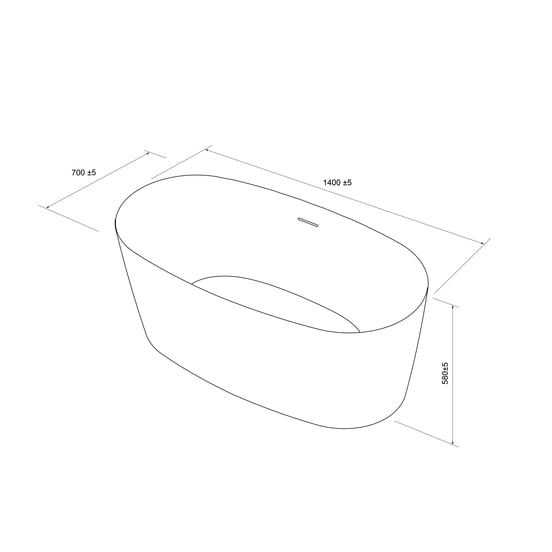 Luca Varess Sutilo baignoire îlot 140 x 70 cm acrylique blanc mat