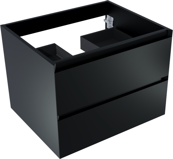 Balmani Mitra hängender Waschbeckenunterschrank: 67,5 x 55 cm, Schwarz Matt, 2 Schubladen