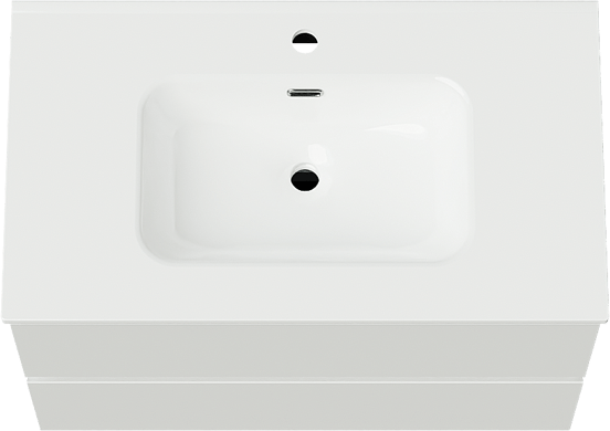 Linie Lado zwevend badmeubel 80 x 46 cm hoogglans wit met Baro enkele wastafel in porselein hoogglans wit