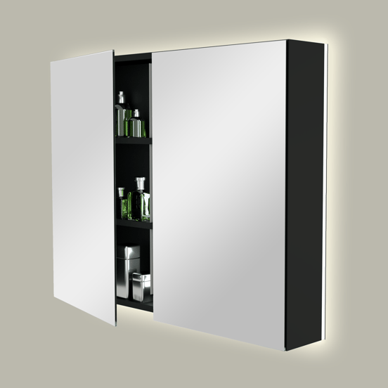 Storke Reflecta armoire de toilette lumineuse 95 x 75 cm noir mat