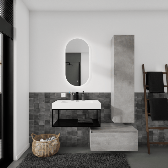 Storke Edge Modulo meuble sous-vasque suspendu 75 x 48 cm béton gris foncé 1 tiroir