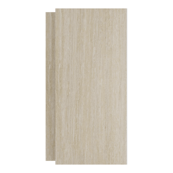 Luca Varess Groovy Duschrückwand Set 2 x 120x260 cm, SPC, Travertin