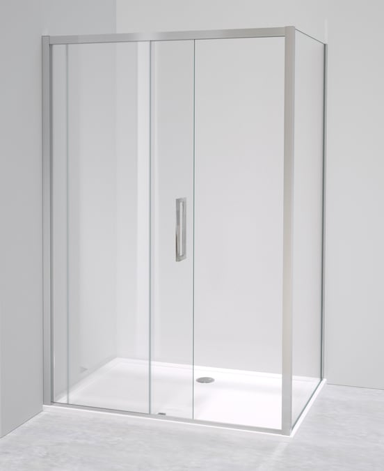 Luca Varess Senses paroi de douche avec porte coulissante et paroi latérale fixe 90 x 140 cm verre transparent profil chrome brillant