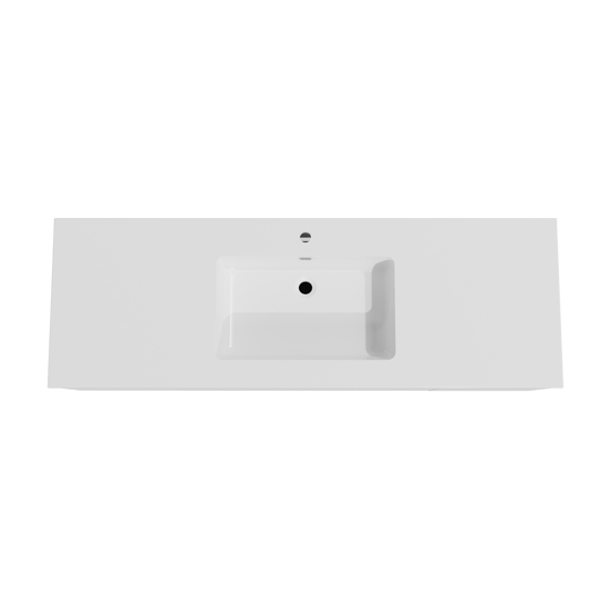 Storke Edge meuble salle de bains suspendu 155 x 52 cm blanc mat avec Diva plan simple en marbre composite blanc brillant