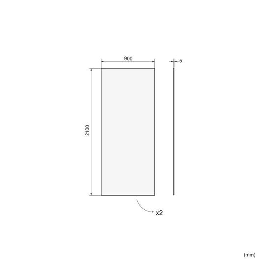 Linie Plato set douchewandbekleding set 2 x 90x210 cm pvc lichtgrijs Clermont