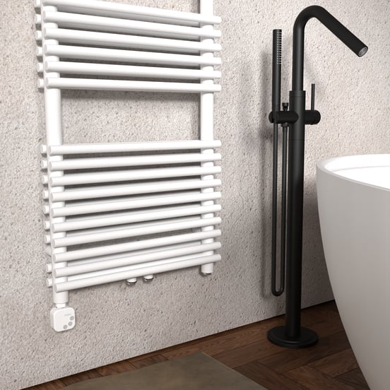 Vipera Alegria Doppel Handtuchheizkörper 60 x 180 cm Elektrische Heizung Weiß matt Seiten- und Mittelanschluss 1500W, inkl. Widerstand 