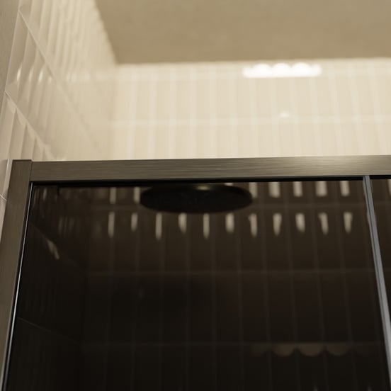 Balmani Senses Design Dusche Schiebetür, umkehrbar, 120 cm x 210 cm, Rauchglas, Profil Brushed GunMetal