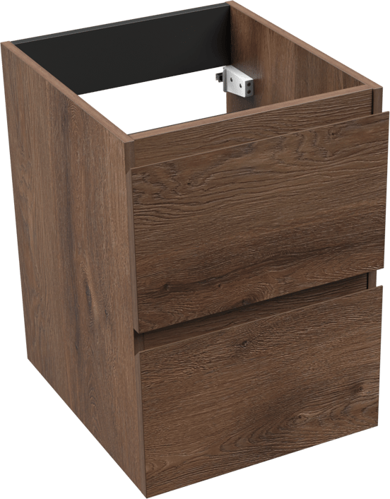 Linie Lado zwevende wastafelonderkast 40 x 46 cm bruin eiken 2 lades