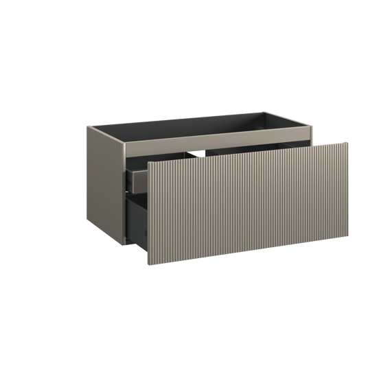 Storke Ribs zwevende wastafelonderkast 105 x 52 cm zijdegrijs 2 lades