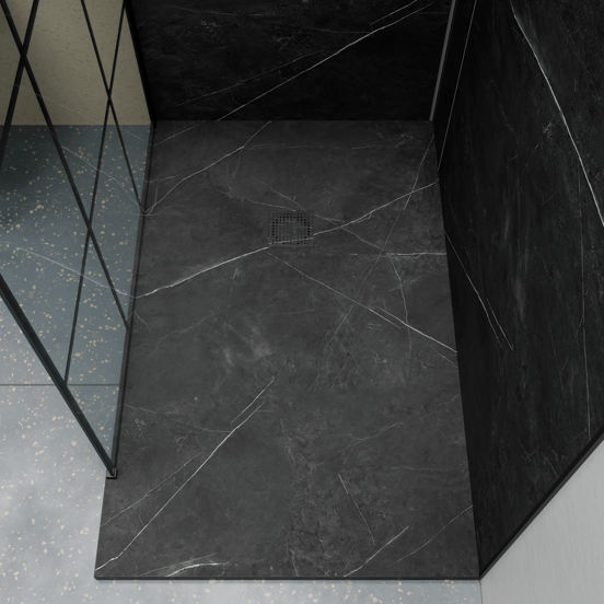Luca Varess Suite douchebak 140 x 90 cm composietmarmer Marble Dark 