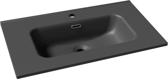 Linie Baro enkele wastafel Mat Zwarte porselein 70 x 46 cm
