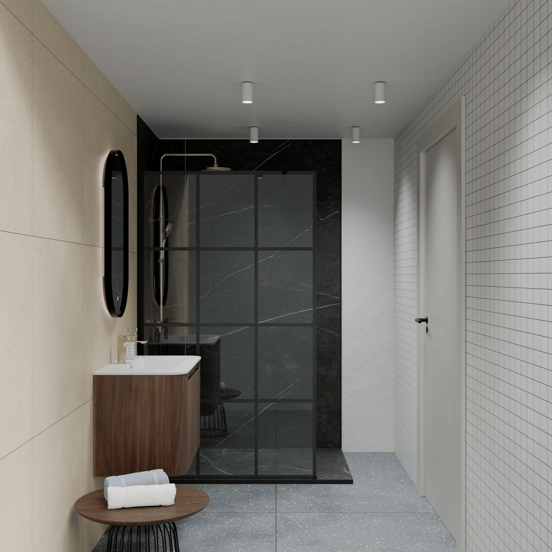 Luca Varess Suite douchebak 140 x 90 cm composietmarmer Marble Dark 