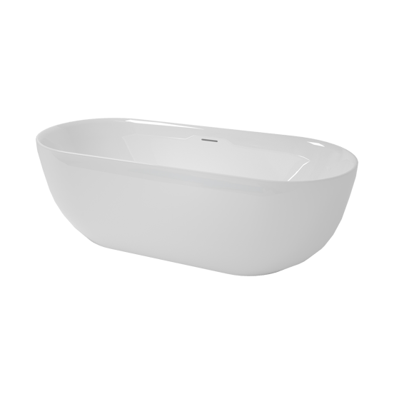 Luca Varess Mercuria Ovale Freistehende Badewanne: 170 x 76 cm, Acryl, Weiß glänzend