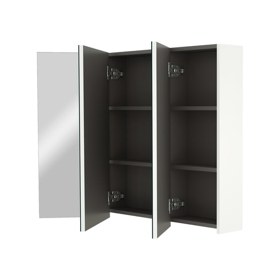 Linie Montro Spiegelschrank Bad: 100 x 75 cm, Weiß Glänzend