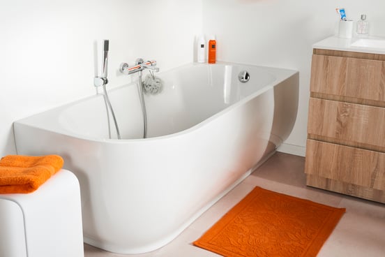 Linie Paulo baignoire d'angle droite simple 170 x 70 cm acrylique Blanc Brillant