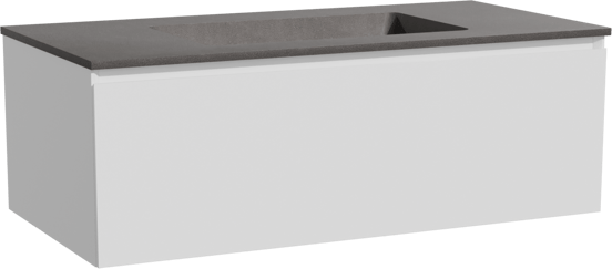 Storke Edge meuble salle de bains suspendu 105 x 52 cm blanc mat avec Scuro plan simple en quartz noir mat