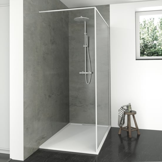 Balmani Framed inloopdouche 140 x 210 cm helder glas mat wit profiel