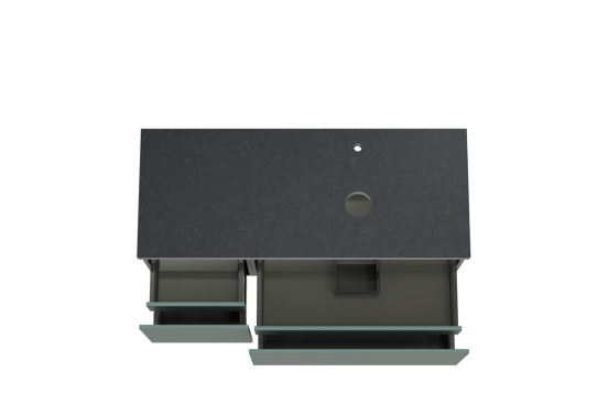 Balmani Sfera zwevend badmeubel 135 x 55 cm forest met Rock asymmetrisch rechtse wastafel in zwart graniet