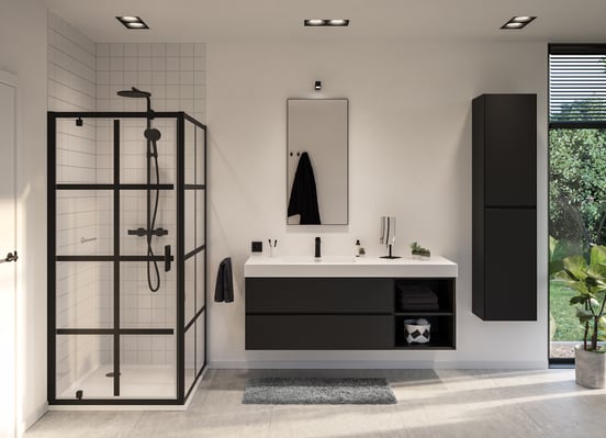 Storke Mata High asymmetrisch linkse wastafel matte Solid Surface 150 x 52 cm