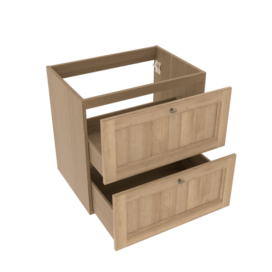 Balmani Lemon stehender Waschbeckenunterschrank: 75 x 55 cm, Eiche verwittert, 2 Schubladen