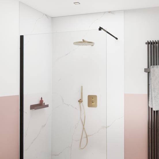 Blaufoss Nola 300 Tête de douche rond 30 cm avec support mural brushed champagne gold