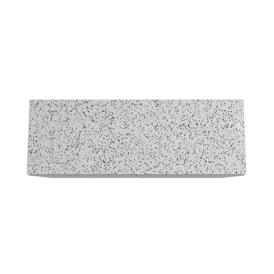 Storke Edge freistehendes Möbelstück Set: 150 x 52 cm, Beton dunkelgrau, mit Tavola Einzel- oder Doppel Waschtischplatte, Terrazzo in Weiß/Schwarz matt