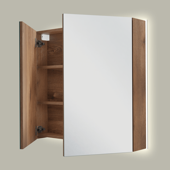 Linie Montro armoire de toilette lumineuse 80 x 75 cm chêne brun