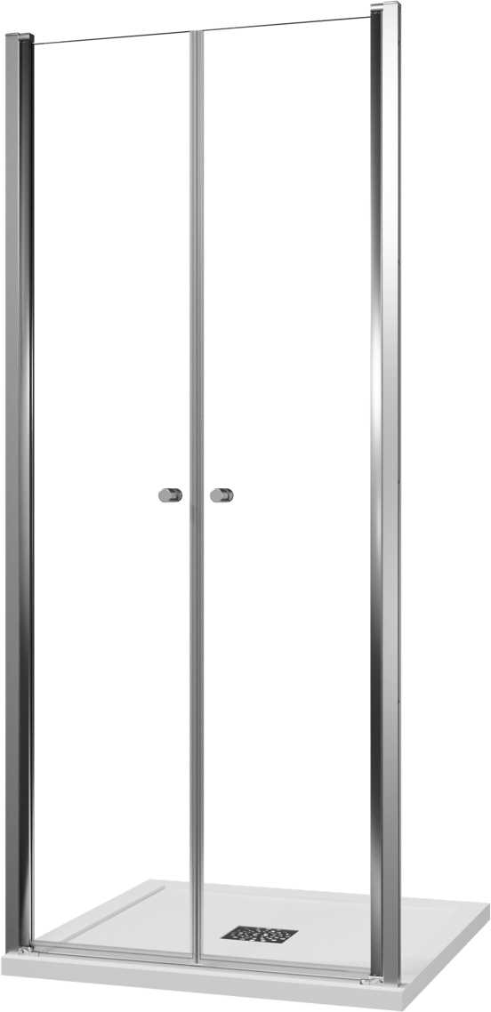 Luca Varess Kuresa porte battante 90 x 200 cm verre transparent profil chrome brillant