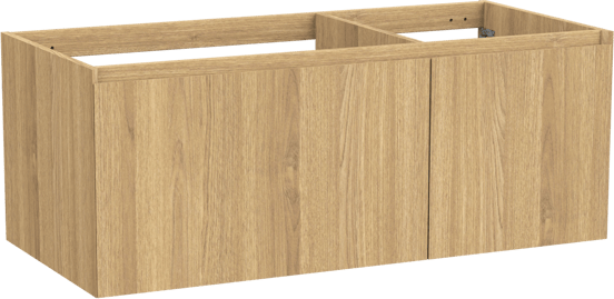 Balmani Idra hängender Waschbeckenunterschrank: 120 x 55 cm, asymmetrisch links, Eiche Natur, Furnierholz, 4 Schubladen