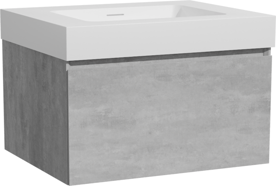 Storke Edge zwevend badmeubel 65 x 52 cm beton donkergrijs met Mata High enkele wastafel in solid surface mat wit