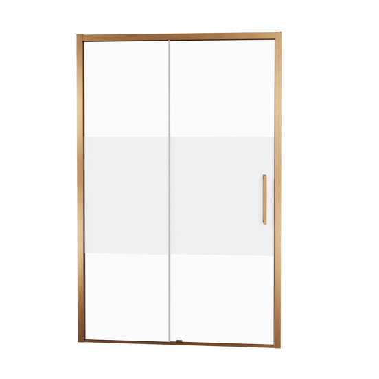 Balmani Senses Design porte coulissante à gauche 120 cm x 210 cm verre transparent avec bande matte, Profil Brushed Rosegold