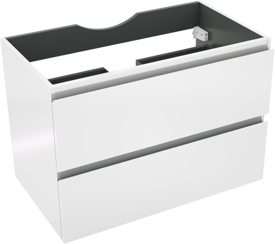 Linie Lado zwevende wastafelonderkast 80 x 46 cm Hoogglans Wit 2 lades