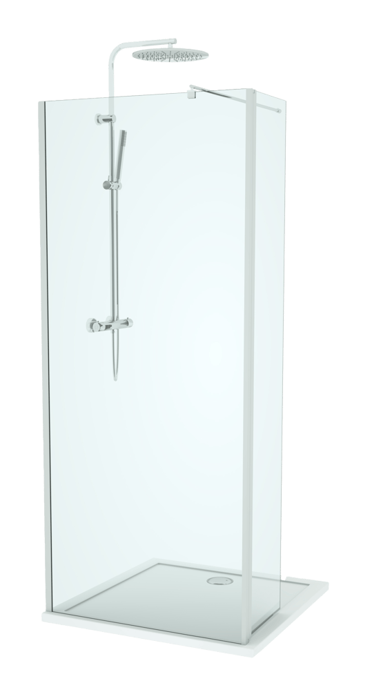 Linie Twist Walk-In Dusche: Bewegliche Seitenwand, 90 x 200 cm, Klarglas, Chromprofil