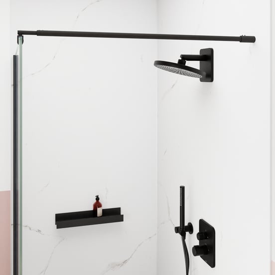 Blaufoss Onos 250 Duschkopf 25 cm, Wandmontage, mit Brausearm, Schwarz matt