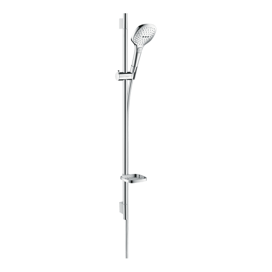 Hansgrohe Raindance Select E120 douchestang 101cm met douchekop 12cm 3 straalsoorten glanzend chroom en wit