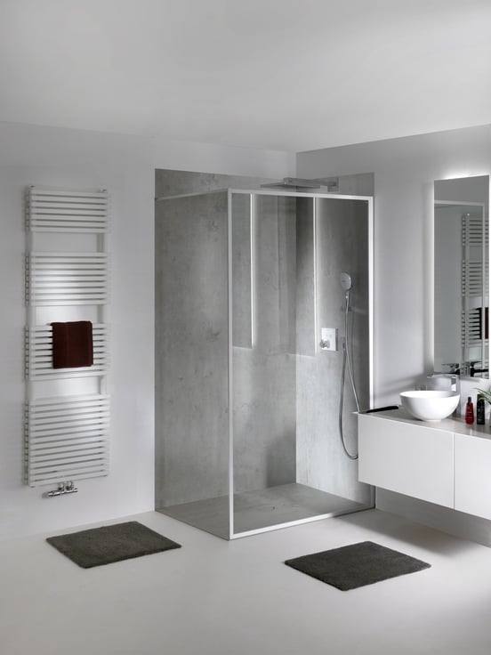 Balmani Framed inloopdouche 140 x 210 cm helder glas mat wit profiel