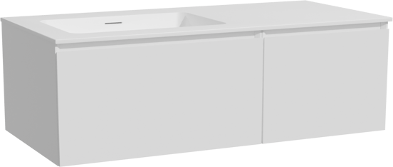 Storke Edge zwevend badmeubel 110 x 52 cm mat wit met Mata asymmetrisch linkse wastafel in solid surface mat wit