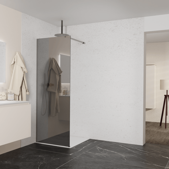 Balmani Modular douche à l'italienne: 80 x 200 cm, Miroir Reflex, Profil Brushed GunMetal