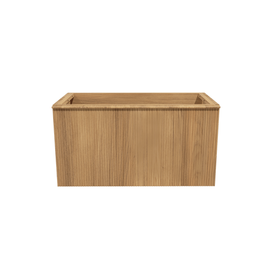 Balmani Forma hängender Waschbeckenunterschrank: 90 x 55 cm, Teak, 2 Schubladen