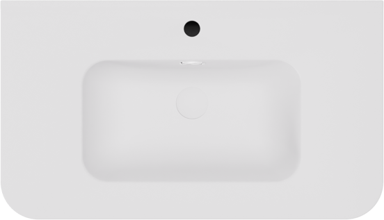 Storke Soft hängendes Möbelstück Set: 80 x 46 cm, Eiche rau, mit Kera Soft Einzelwaschtisch Keramik Weiβ matt, Vertikale symmetrische gerade Rippe