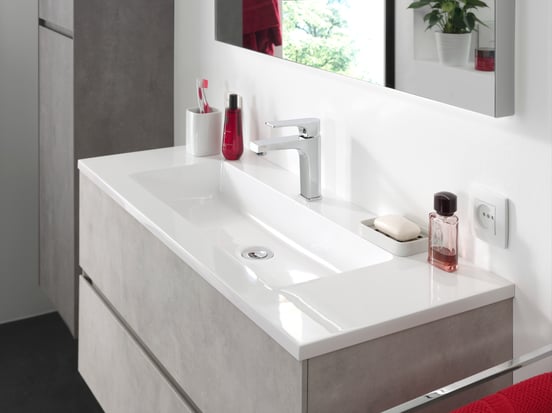 Storke Diva enkele wastafel glanzend composiet marmer 100 x 40 cm