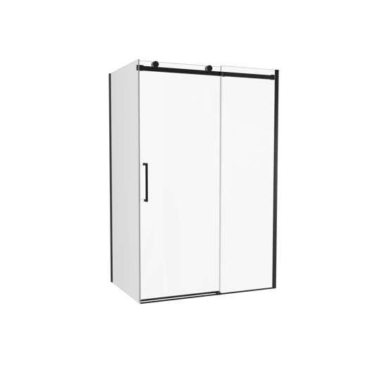 Luca Varess Boltano paroi de douche avec porte coulissante et paroi latérale fixe, 130 x 90 cm, verre transparent, profil noir