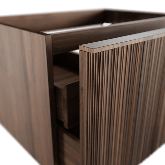 Balmani Forma zwevende wastafelonderkast 90 x 55 cm Amerikaans notenhout 2 lades vert. asym. groef